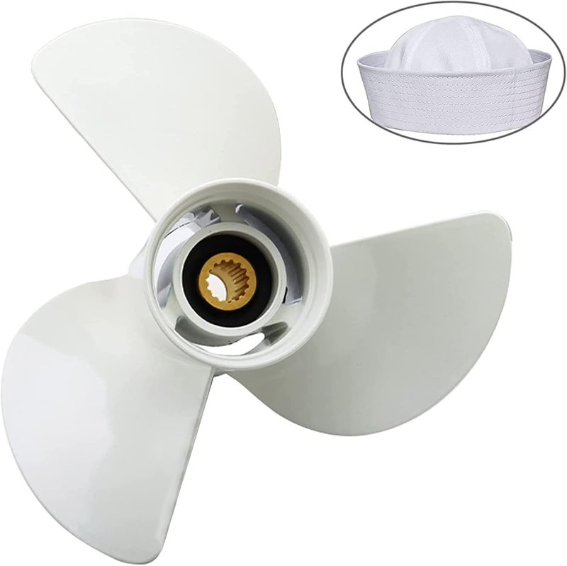 GELAIDI 13 1/2x15-K Outboard Propeller for Yamaha Engine 60HP 70HP 75HP 80HP 85HP 90HP 115HP 130HP，15 Tooth, RH ，3-Blade，Replaces 6E5-45947-00-EL，White - Image 1